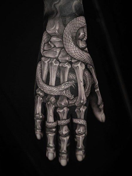 Gangster Skeleton Tattoo on Hand - gangster tattoo on hand
