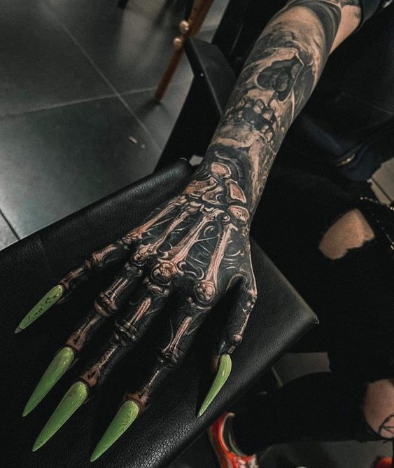 Gangster Skeleton Tattoo on Hand - gangster tattoo on hand