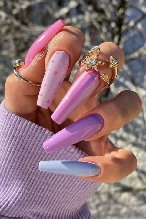 Lavender Purple Ombre Nails - purple ombre nails with glitter