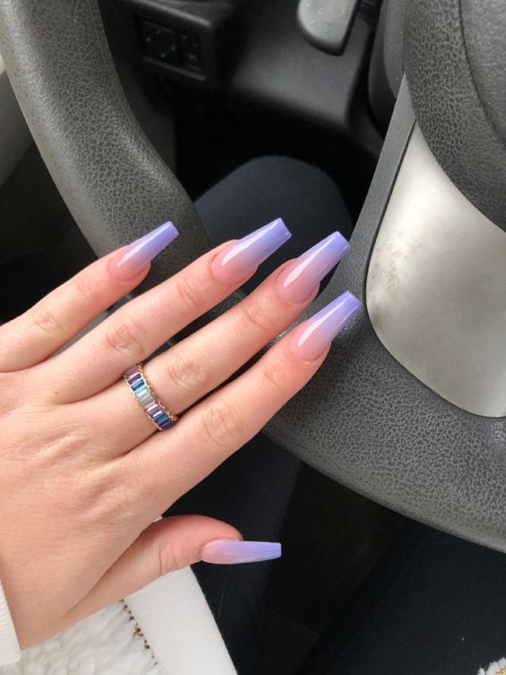 Lavender Purple Ombre Nails - purple ombre nails with glitter