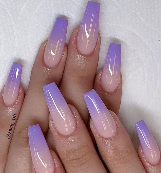 Unique Ombre Purple Nails - ombre purple nails short