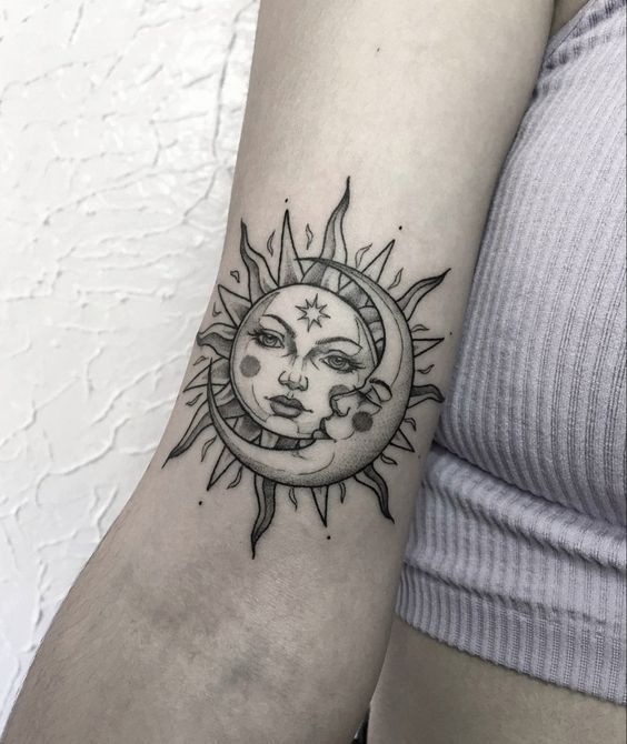Best Moon and Sun Tattoo - sun and moon matching tattoos