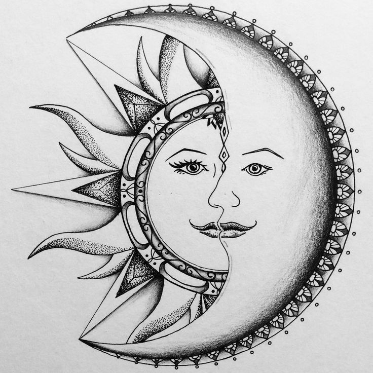 Mandala Sun and Moon Tattoo - sun mandala