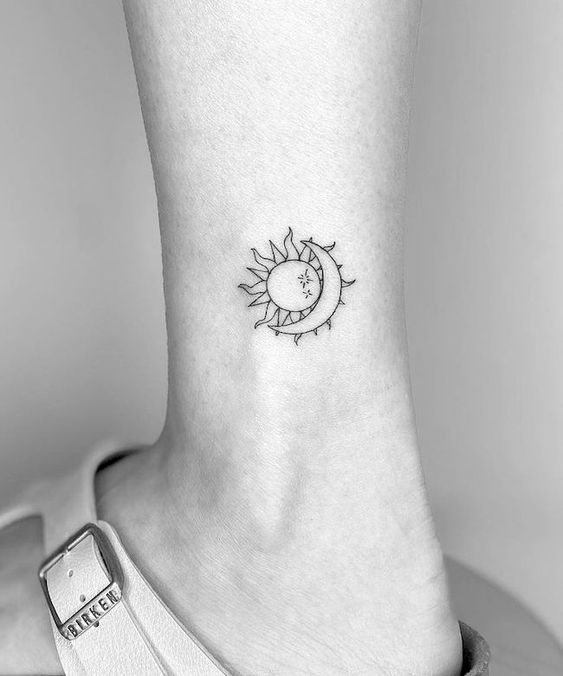 Simple Sun and Moon Tattoo - simple sun tattoo