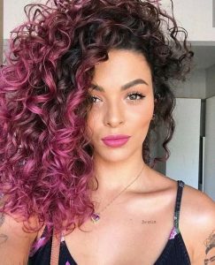 Curly Hair With Curtain - Curly hair with curtain bangs