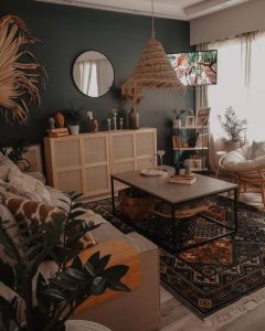 Dark Boho Living Rooms - Dark bohemian bedroom