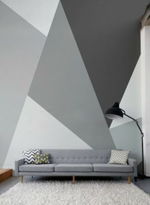 Elegant Grey Geometric Wall Paint - wall paint designs