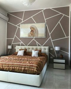 Eye-Catching Bedroom Geometric Wall Paint - wall paint designs