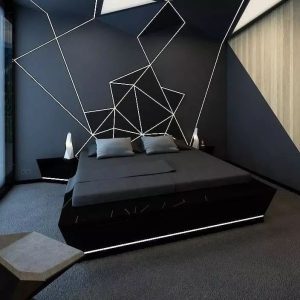 Eye-Catching Bedroom Geometric Wall Paint - wall paint designs