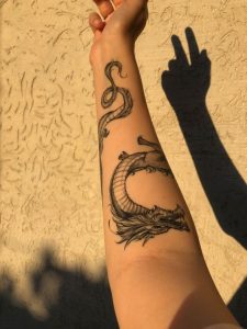 Women's Feminine Dragon Tattoo - Small dragon tattoo designs female