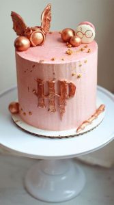 harry potter cake ideas for girl - Copper & Pink Themed Harry Potter Cake