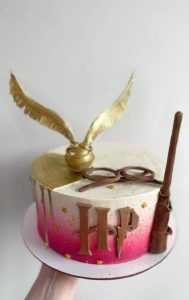 harry potter cake ideas for girl - Golden Snitch Pink Ombre Cake for Girls