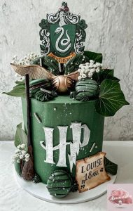 harry potter cake ideas simple - Green Slytherin Harry Potter Birthday Cake