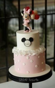 Minnie Mouse Cake Ideas - Pink Minnie Mouse Cake with Balloons