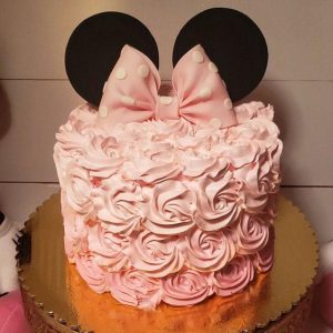 Minnie Mouse Smash Cake - Edible Mouse Fondant Bow and Minnie Ear Cake Topper Minnie