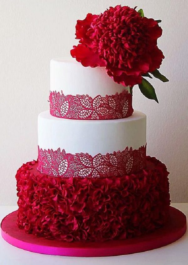 Red rosy engagment cake designs - yummy cake desigsn