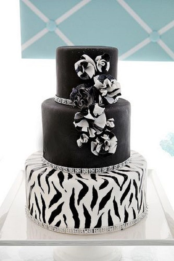 Tiffany Blue & Zebra Stripe Engagment cake designs