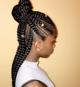 braids half bun hairstyle - Simple birthday hairstyles Black girl
