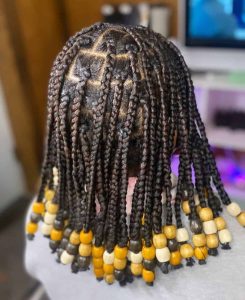knotless braids with beads - black birthday hairstyles braids