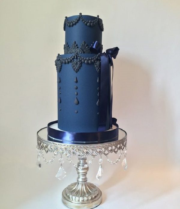 unique engagement cakes - beautiful dark blue engagment cakes