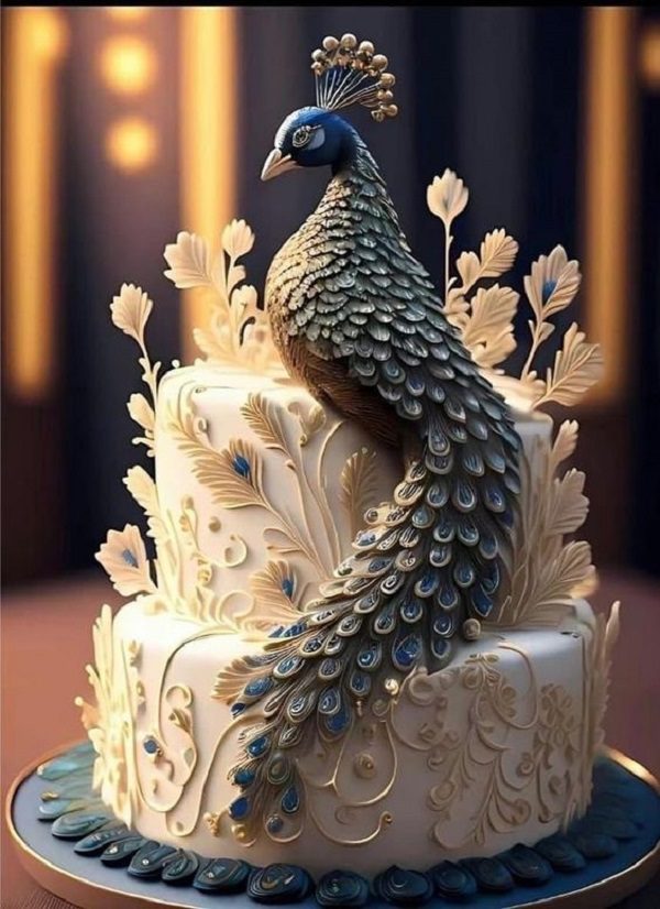 unique engagement cakes - beautiful peacock engagment cakes