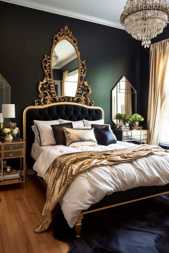 luxurious black and gold bedroom - Beautiful Bedroom Ideas