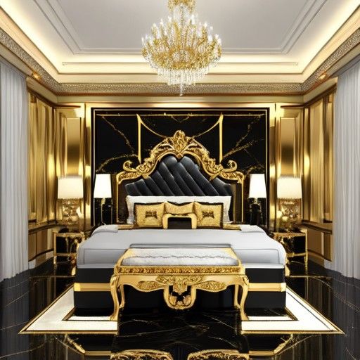 luxurious black and gold bedroom - Black and Gold Room Decor Design