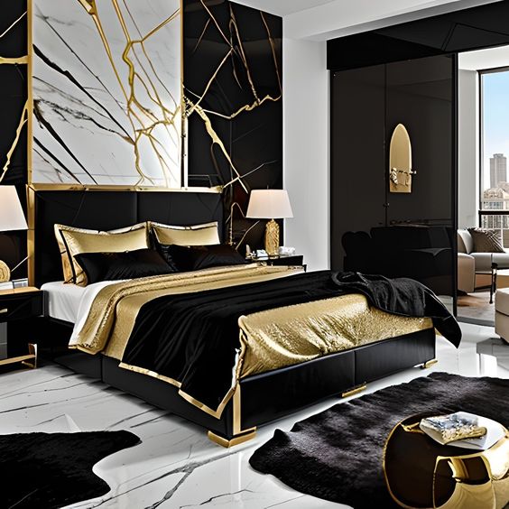 luxurious black and gold bedroom - Luxury Bedrooms Decor