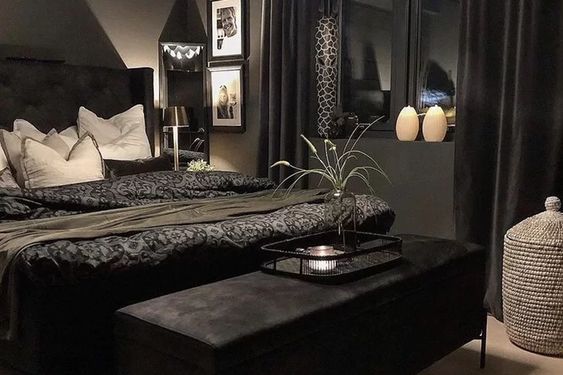 luxury black bedroom furniture - Graceful Black Bedroom Design