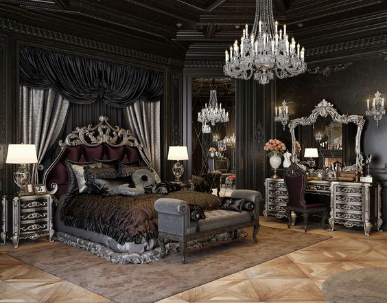 luxury black bedroom furniture - Graceful Black Bedrooms Design
