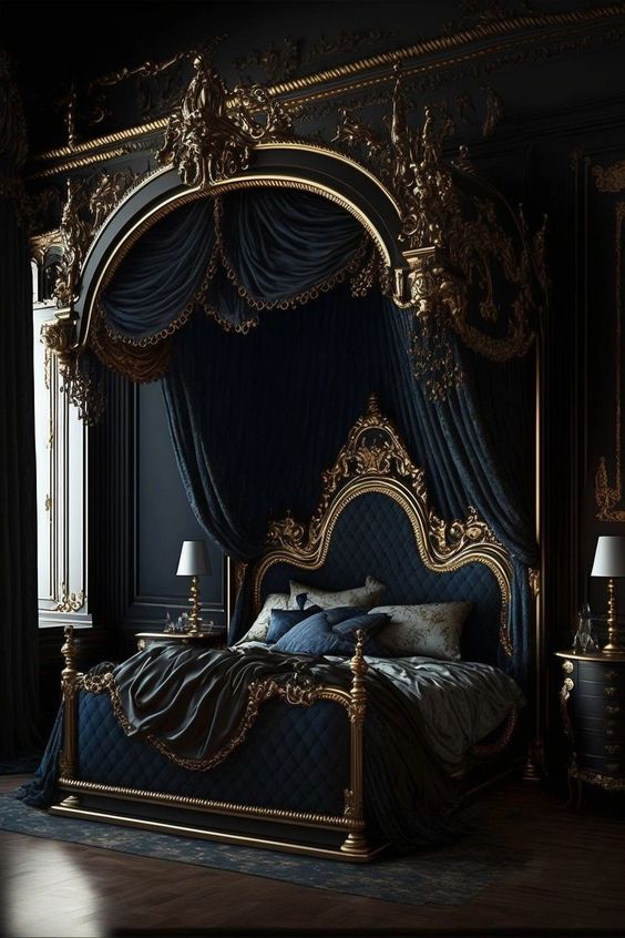 luxury gothic black bedroom - Gothic Home Decor